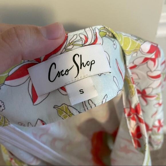 Coco Shop Floral Cotton Poplin Long Sleeve Mini Dress Small - Picture 11 of 14